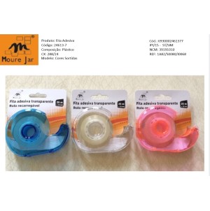 FITA ADESIVA TRANSPARENTE+SOPORTE  15mmx25m Box24 pçs