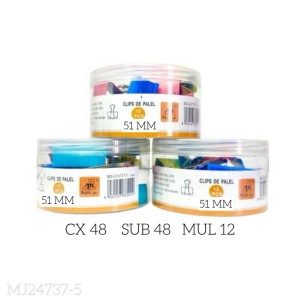 MJ-G24737-5  CLIPS PARA PAPEL 51MM CX48 PÇS SUB 24 PÇS MUL/12