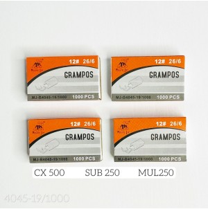  GRAMPO PARA GRAMPEADOR,DE ACO MJ-B4045-19/1000 CX 500 PÇS SUB 250 PÇS MUL/12