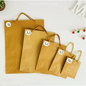 REF:MJ-12820-10 A6 SACOLA DE PAPELAO, MEDINDO:11,50X14X6CM -------------- CX 1200PÇS/ MIN: 120PÇS/MUL/12