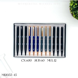 MJ-21355-45 CANETA ESFEROGRAFICA, RETRATIL, DE CORPO METALIC0-----CX:600PÇS/MIN:60PÇS-BOX:12PÇS