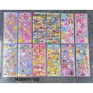 REF: MJ21671-13D CARTELA ADESIVA DE PAPEL, COM DESENHOS.CX:1200PÇS/SUB:120PÇS-MUL/12PÇS