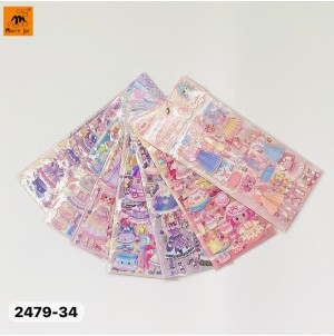 MJ2479-34. BX C/12 CARTELA ADESIVA DE PAPEL, COM DESENHOS.