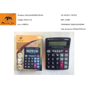 MJ111-12 CALCULADORA DE MESA -PILHAS-AA-12DIG