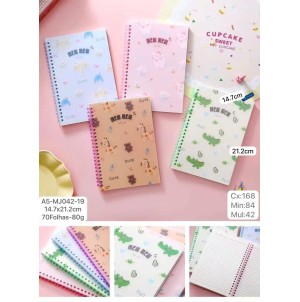 CADERNO. REF: A5-MJ-042-19 ----------- CX:168PÇS/MIN:84PÇS/MUL/42