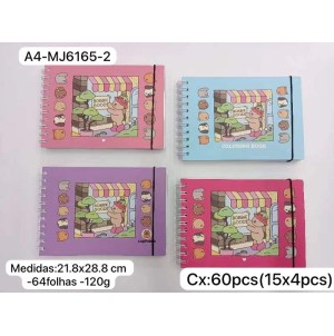 REF: A4-MJ-6165-2A CADERNO PARA PINTAR ESTILO BOBBIE GODS ------------ CX:60PÇS/MIN:30PÇS