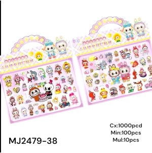 REF:MJ2479-38  BX C/10 CARTELA ADESIVA DE PAPEL, COM DESENHOS. LABUBU / CAPIVARA ------------ CX:1000PÇS/MIN:100PÇS-MUL:10PÇS   