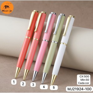 REF: MJ-21924-100 CANETA ESFEROGRAFICA, RETRATIL, METALICA 50 CADA COR ----------- CX 500/MIN50