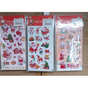 REF: MJ2479-M3 CARTELA ADESIVA DE PAPEL, COM DESENHOS NATALINOS ---------- CX:2400PÇS/SUB:120PÇS-BOX:20PÇS    